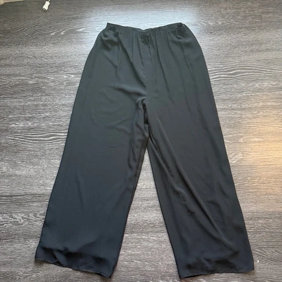 ALEX EVENINGS PETITE Chiffon Overlay Pants Black - Picture 2 of 3